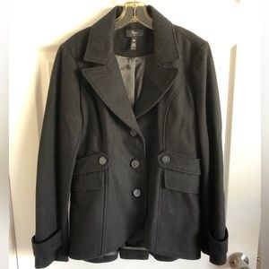 Aqua Black Wool Coat
